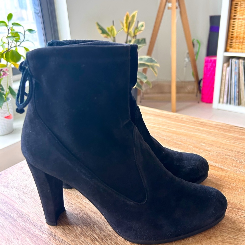 Stuart Weitzman, black suede booties